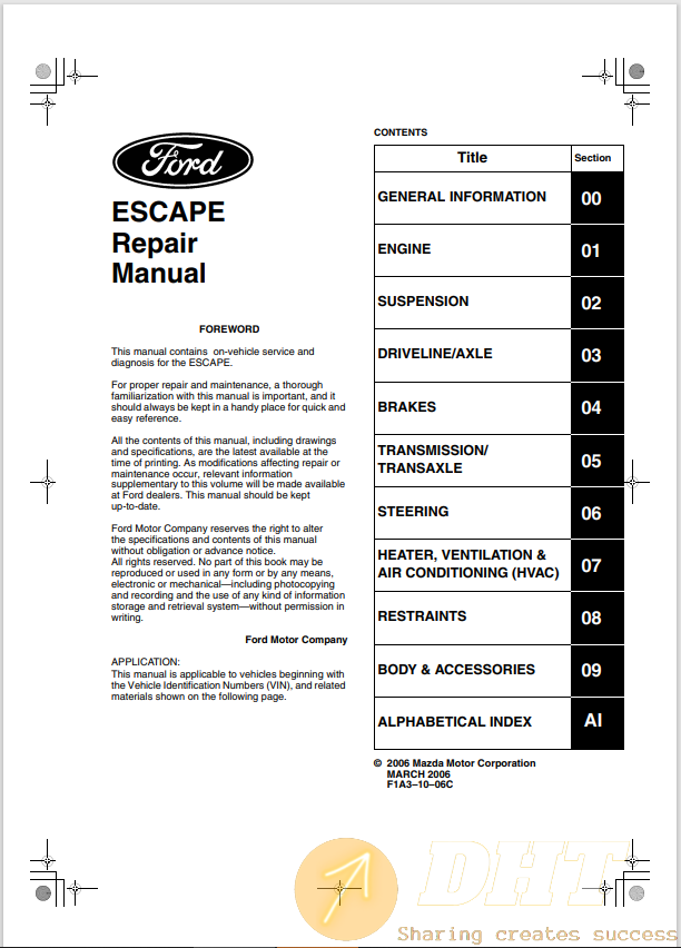 Ford Escape 2006 Repair Manual (Free Download) Automotive Software