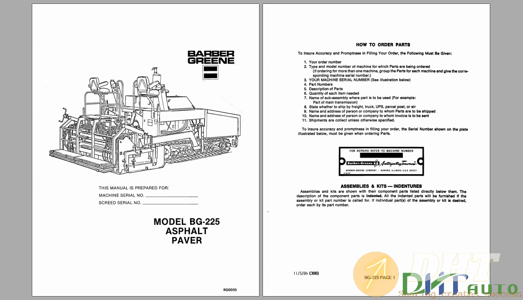 Barber Greene BG225 Asphalt Paver Repair Manual.png