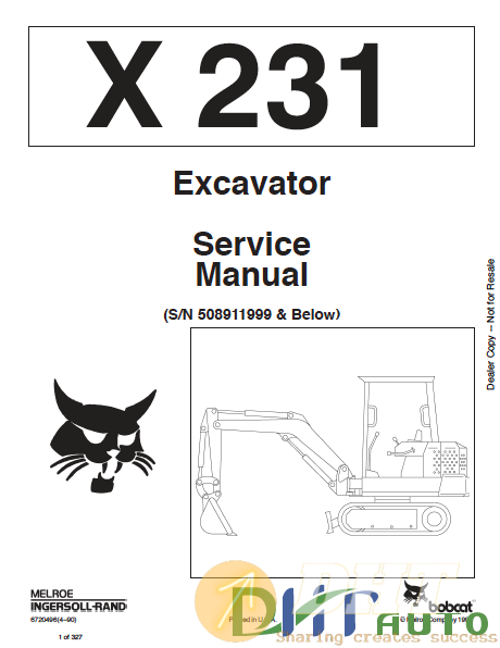 bobcat x231 excavator S:N 508911999 & below service manual.png