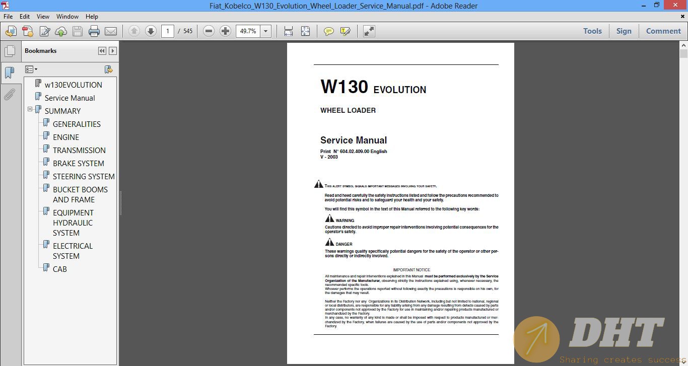 Service Manual - Fiat Kobelco wheel loader w130 evolution service