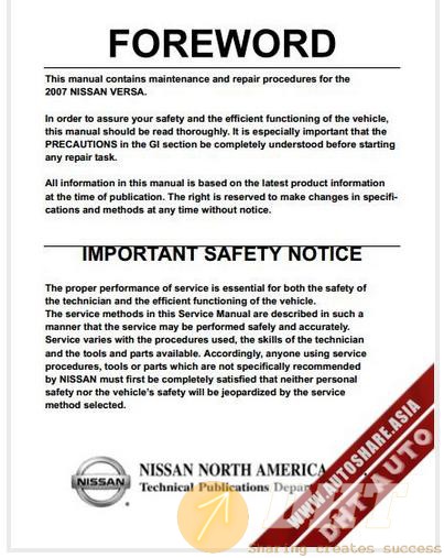 [Shop Manual] - Nissan Versa 2007 Factory Shop Manual | Automotive