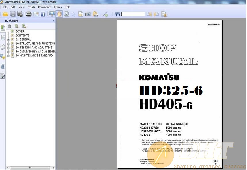 [Shop Manual] - Komatsu Rigid Dump Trucks HD405-6 Shop Manual
