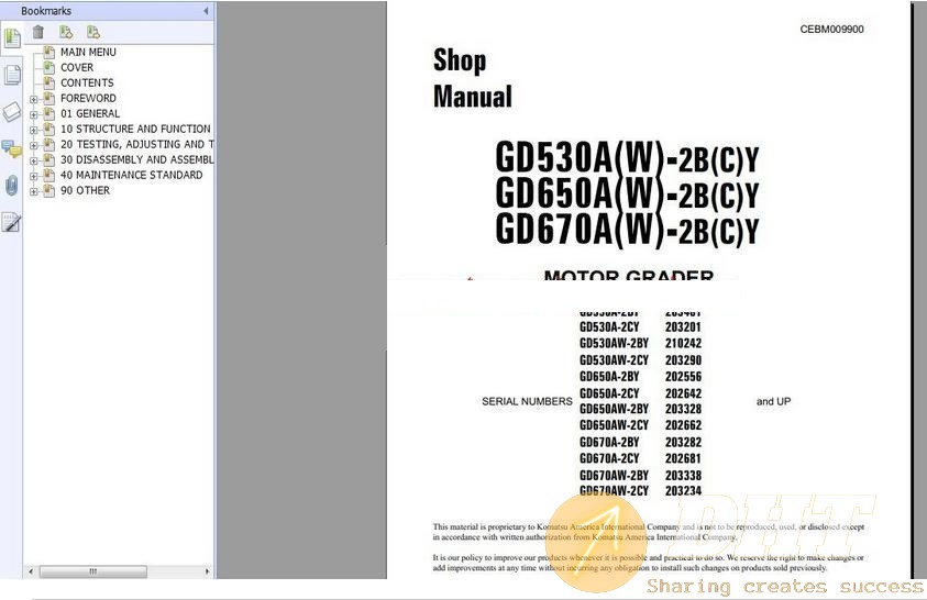 [Shop Manual] - Komatsu Motor Grader GD530A-2 Shop Manual | Automotive & Heavy Equipment