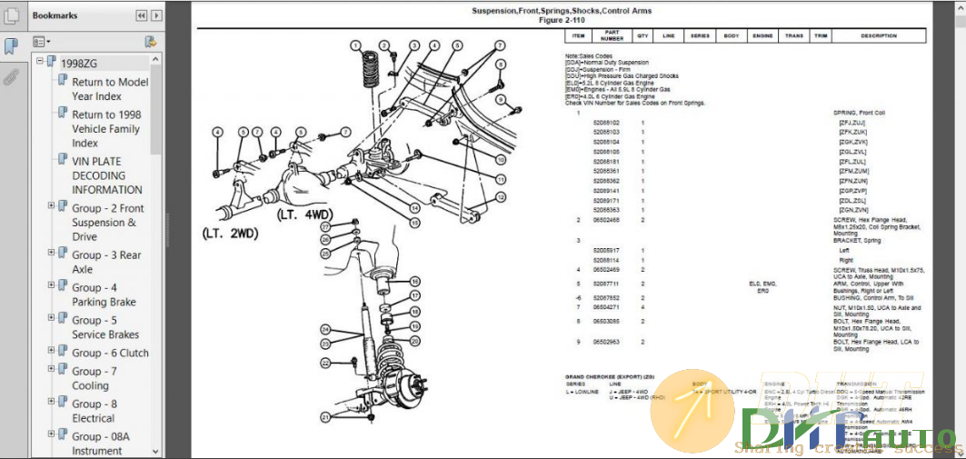 1998 Jeep Grand Cherokee Parts Catalog