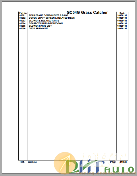 Kobuta GC54G Grass Catcher Parts Catalogue.png