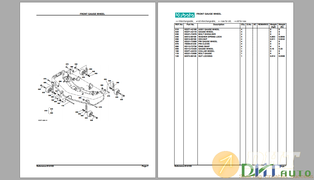 Kubota RCK60B 22BX Mower Deck Parts Manual Automotive Software 