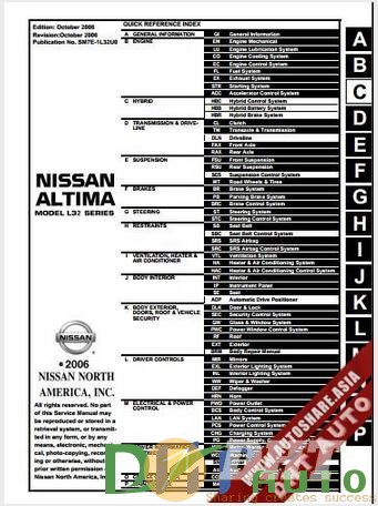 Nissan Altima 2007 Factory Shop Manual | Automotive Software, Repair ...