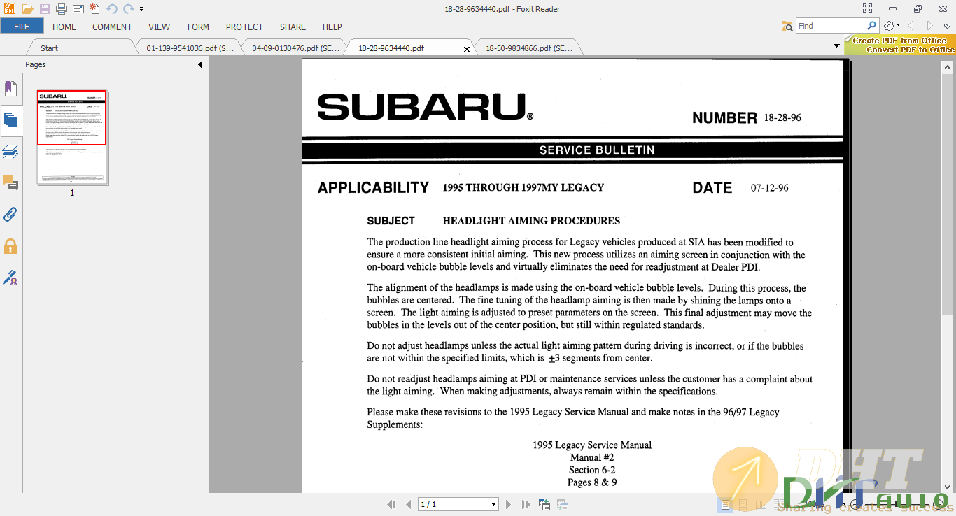 Subaru Legacy 1996 - Tech Service Bulletin 2.png