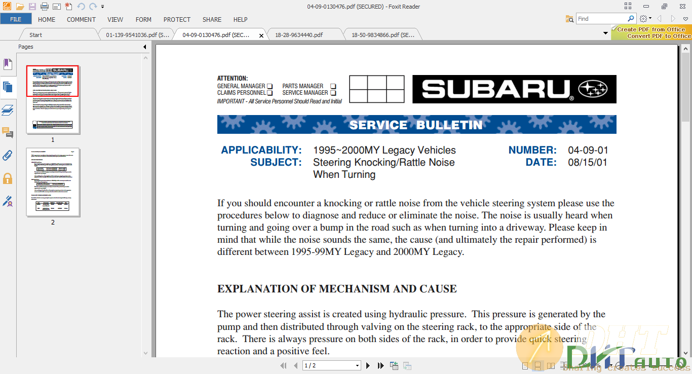 Subaru Legacy 1996 - Tech Service Bulletin 3.png