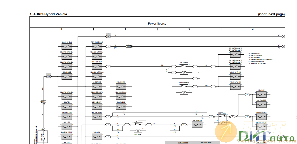 Toyota Auris Hybrid Vehicle (EM3045E) System Wiring Diagram