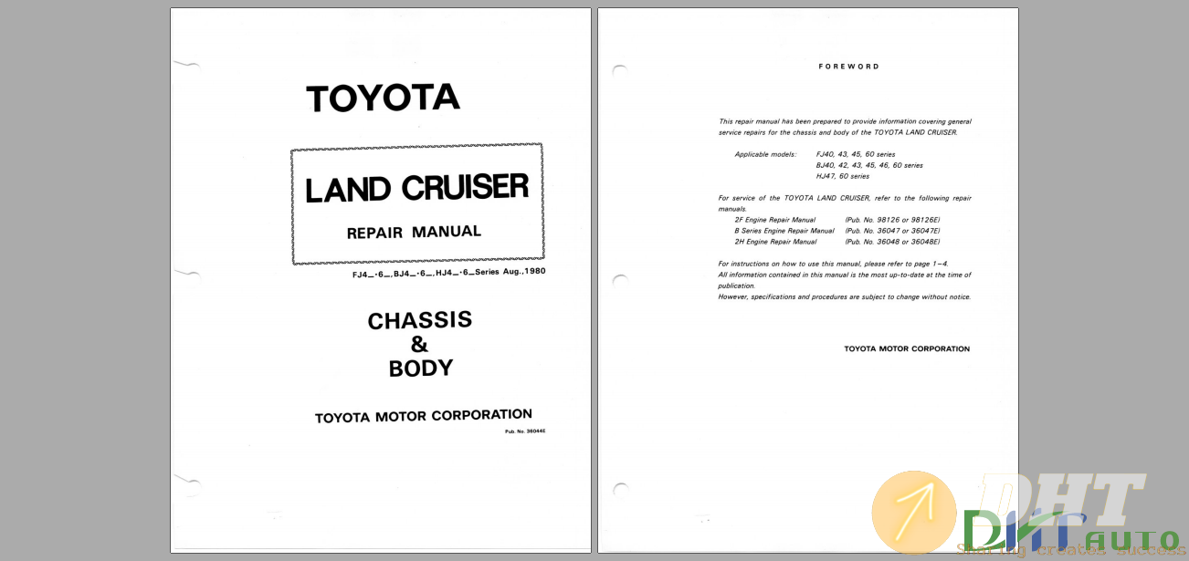 Toyota Land cruiser for Chassis and Body 1980 Repair Manual Free Download.png